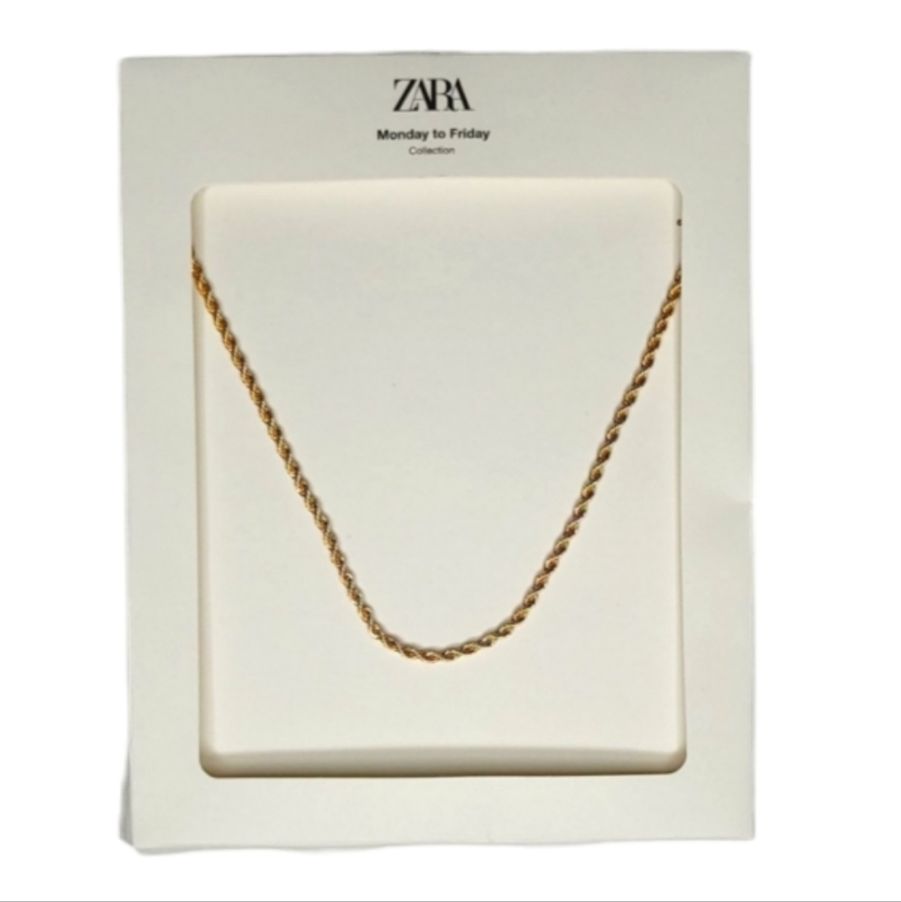 Zara Gold Tone Rope Necklace Brand New In Box